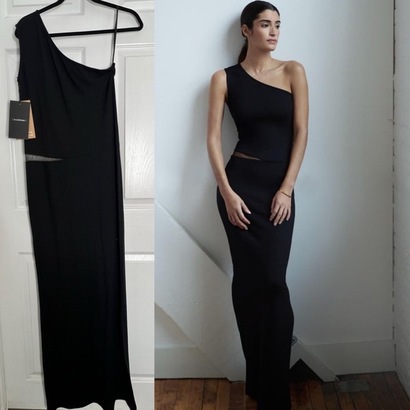 Marcella NYC Dresses & Skirts - NWT Marcella Elegant Black One-Shoulder Maxi Dress Sz L Cocktail Evening Party
